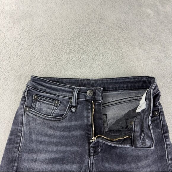 R13 Women's Size 24x25 Jenny Mid Rise w/ Double Shred Hems Black Denim Jeans - Picture 5 of 15